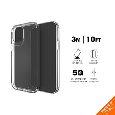 Ốp lưng Gear4 Wembley Flip iPhone - Công nghệ chống sốc độc quyền D3O, kháng khuẩn, tương thích tốt với sóng 5G - Hàng chính hãng