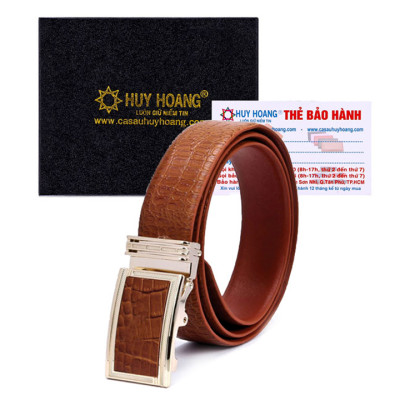Thắt lưng nam Huy Hoàng da bò vân cá sấu 3,5P màu da, đen, nâu HC4113-14-15