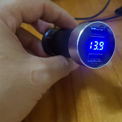 Tẩu Sạc Xe Ô Tô Có Màn Hình Led Hiển Thị | Tẩu Sạc 2 Cổng USB Cho Phép Sạc Cùng Lúc Nhiều Thiết Bị, Có Màn Hình Led Hiển Thị