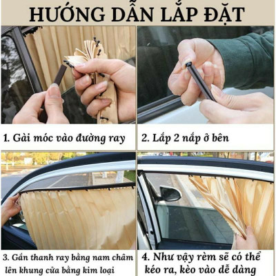Bộ 04 rèm vải che nắng ô tô có gắn nam châm