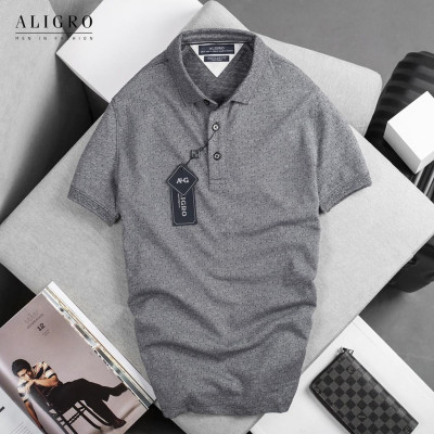 Áo polo nam cộc tay trơn màu xám vừa aligro ALGPLO44