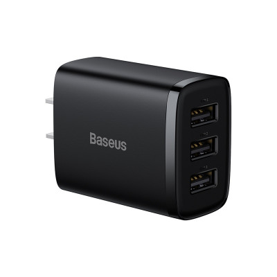 Cốc Sạc Đa Năng 3 Cổng Sạc Baseus Compact Charger 17W - Hàng chính hãng
