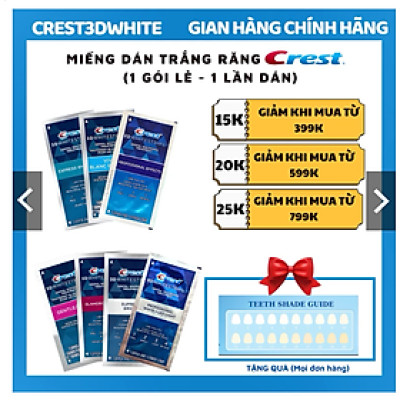 Miếng dán trắng răng Crest 3D White tẩy trắng răng 1 gói chính hãng