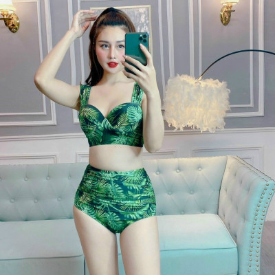 Bikini 2 Mảnh Cạp Cao Họa Tiết