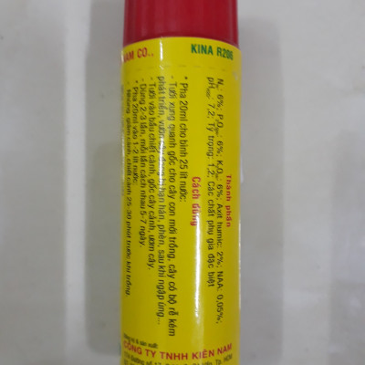 Phân bón NPK sinh học KINA R206 kích thích RA RỄ BUNG CHỒI cực mạnh Chai 20ml