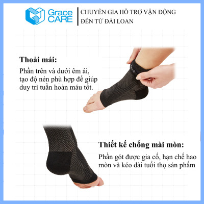 Đai Hỗ Trợ Cổ Chân Grace Care AD320 - Vải Dệt 3D Thoáng Khí, Co Giãn, Hỗ Trợ Vận Động, Tập Thể Thao