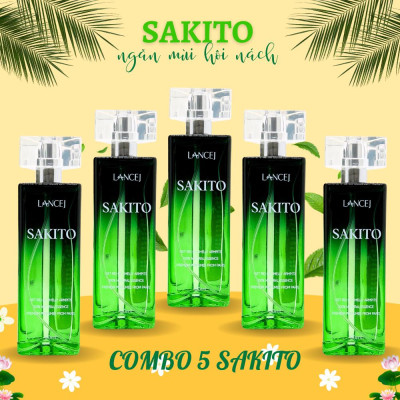 COMBO 5 Lọ Xịt Khử Mùi SAKITO LANCEJ 50ml, Sạch Vùng Nách, Ngăn Tiết Mồ Hôi, Không Ố Vàng Áo