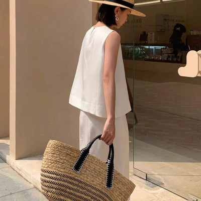 Bộ váy nữ chất linen gồm 1 áo ba lỗ, 1 chân váy suông dáng dài, phong cách Hàn Quốc nhẹ nhàng Bv12
