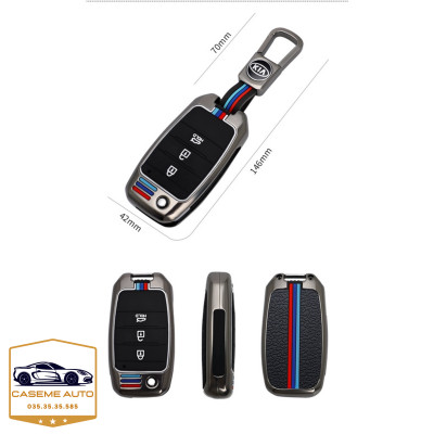 Ốp Chìa Khóa KIA Soluto, Seltos, Cerato, Sorento, Rondo 3 Nút Chất Liệu Hợp Kim, Kèm Móc Treo Cao Cấp - Hàng Nhập Khẩu