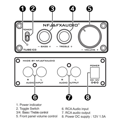Bộ khuếch đại âm thanh AUDIO TUBE-03 Điều chỉnh RCA Preamp