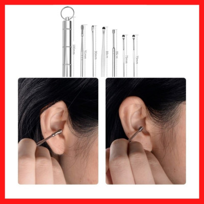 Dụng Cụ Lấy Ráy Tai, Bộ Ngoáy Tai 6 Chiếc KUNBE, Chất Liệu Inox Cao Cấp Giúp Vệ Sinh Tai An Toàn, Chuyên Nghiệp