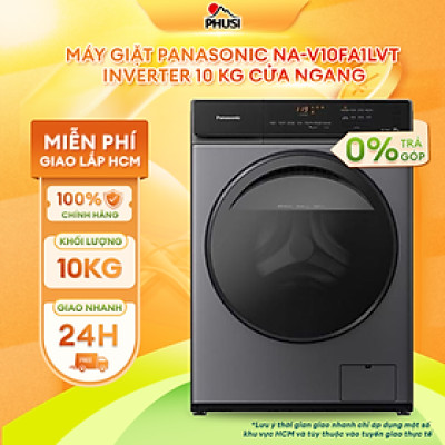 Máy Giặt Cửa Trước Panasonic 10kg NA-V10FA1LVT - Giặt Thông Minh - Giặt Diệt Khuẩn - Tự Động Vệ Sinh Lồng Giặt & Vòng Đệm - Hàng chính hãng