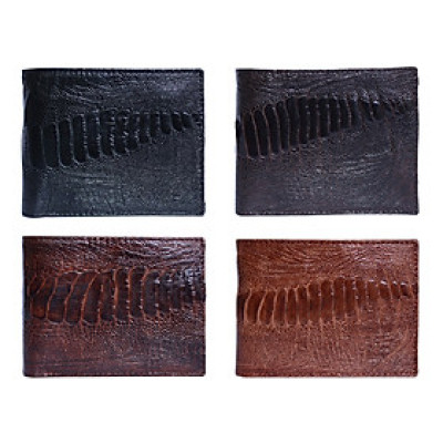 HJ2451-52-53-54 - Ví nam Huy Hoàng da đà điểu da chân 2 mặt da màu đen, nâu đất, nâu đỏ, vàng bò