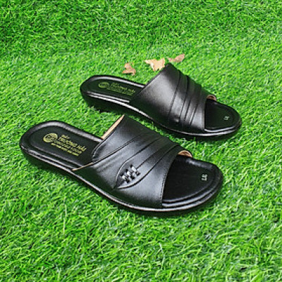 Dép nữ Trung niên 3.5cm Trường Hải đế PU nhẹ 2 màu nâu, đen DN93