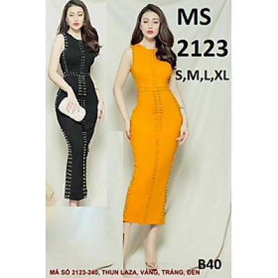 Đầm ôm thun Laza kết hạt đồng MS 21239