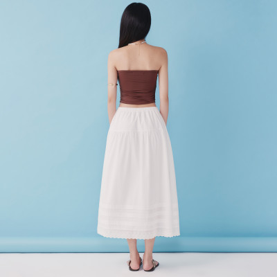 DOTTIE - Chân váy midi diễu ly - Trắng - S0281