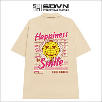 Áo Thun POLO Unisex Form Rộng - Brand Chính Hãng SDVN - HAPPY