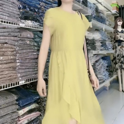 Đầm đuôi cá bất đối xứng suông nhẹ Myqlothing.