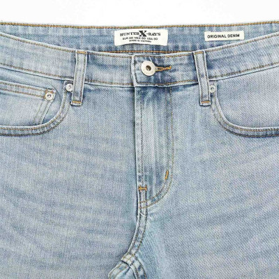 Quần Short Jeans Nam Cao Cấp HUNTER X-RAYS Form Slimfit Màu Xanh Wash Bạc S37