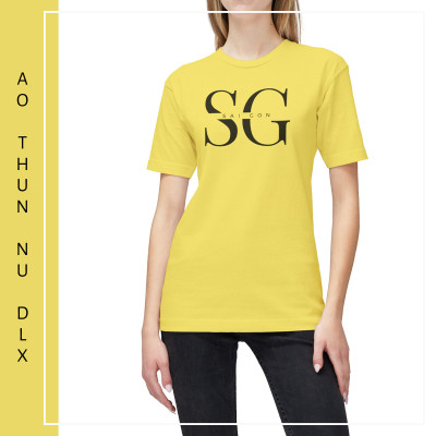 Áo Thun Nữ Màu Đỏ In Chữ SG SAI GON Form Nam Nữ Cổ Tròn Tay Ngắn DLX
