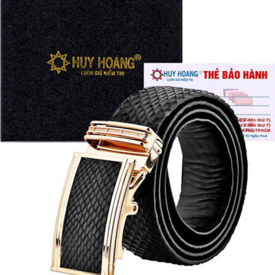 Thắt Lưng Nam Da Trăn Bản Lớn Huy Hoàng HT4312 - Đen