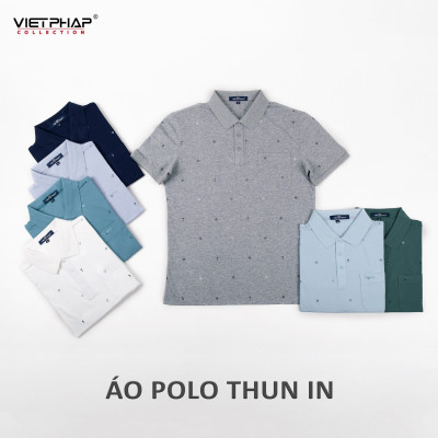 Áo Polo Nam VIỆT PHÁP Form Luxury -  Thun Cotton In , lịch lãm, sang trọng 34564