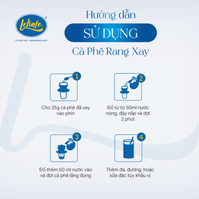 Cà phê rang xay Bình Minh Lekofe 100% Robusta Đắng đậm chát nhẹ Túi 250gram