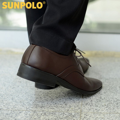 Giày tây nam có dây da bò đế cao su SUNPOLO SKT111 phiên bản nâu