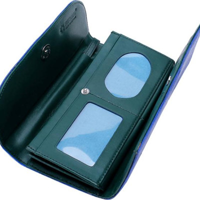 Ví Nữ Da Đà Điểu 3 Gấp Huy Hoàng HT3402 (18.5 x 9 cm) - Xanh Dương