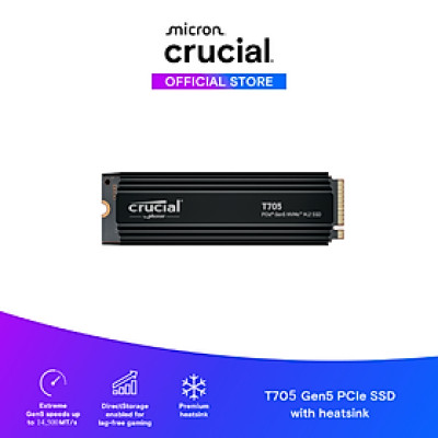 SSD Crucial T705 with heatsink M.2 PCIe NVMe 4TB Gen5 - CT4000T705SSD5- HÀNG CHÍNH HÃNG