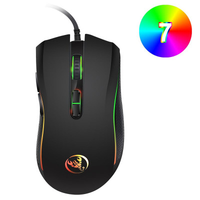 Chuột chơi game có dây HXSJ A869 3200DPI 7 nút 7 màu LED máy tính quang học cho game thủ chuyên nghiệp