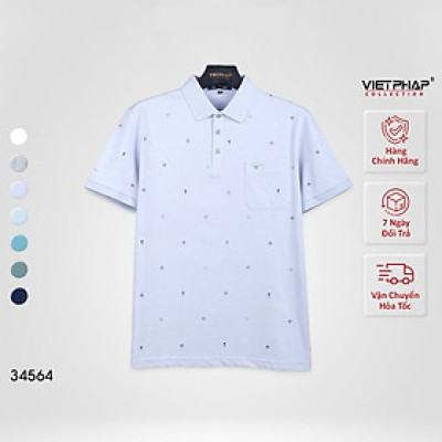 Áo Polo Nam VIỆT PHÁP Form Luxury -  Thun Cotton In , lịch lãm, sang trọng 34564