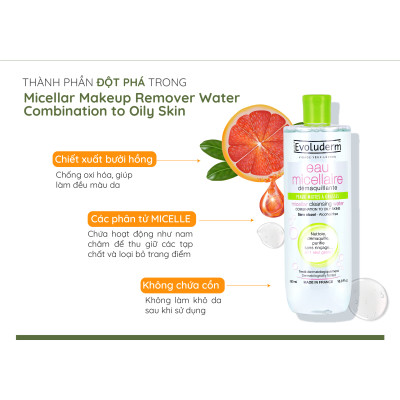 Nước tẩy trang Evoluderm Micellar Cleansing Water 250ml
