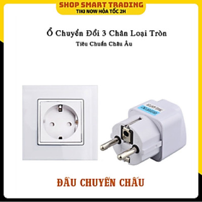 Ổ cắm chuyển đổi từ 3 chấu sang 2 chấu, phích cắm chân tròn chuẩn châu Âu loại tốt
