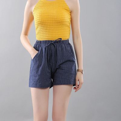 Quần short nữ vải đũi cạp chun Q36