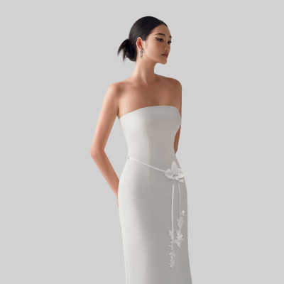 Đầm cup ngực dáng dài màu trắng Glamour thiết kế cao cấp WHITE CHIC