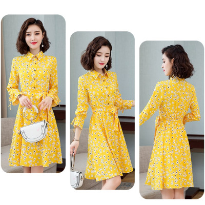 Đầm váy nữ Haint Boutique, đầm hoa xòe thiết kế tay loe thắt eo trẻ trung nữ tính HB21