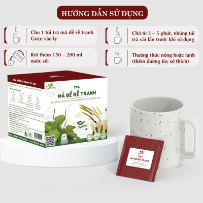 Trà mã đề rễ tranh túi lọc Goce - Lợi tiểu, tốt cho gan thận