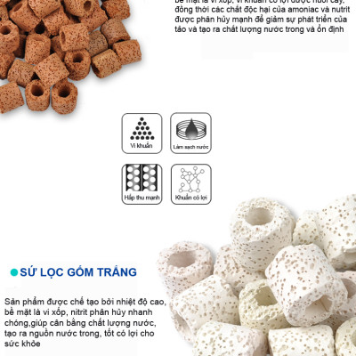 Sứ Lọc Bể Cá túi 1KG + Phân nền SMEKONG 2KG trồng cây thủy sinh hồ cá