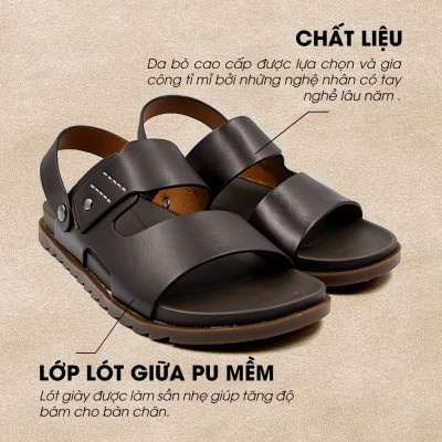 Sandal Tomoyo Da Bò Thật Đế Rãnh Chống Trượt TMS301