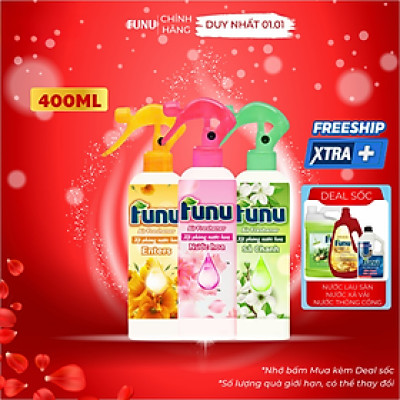 Xịt phòng tinh dầu Funu cao cấp 400ml, xua đuổi muỗi, côn trùng, khử mùi, làm thơm phòng