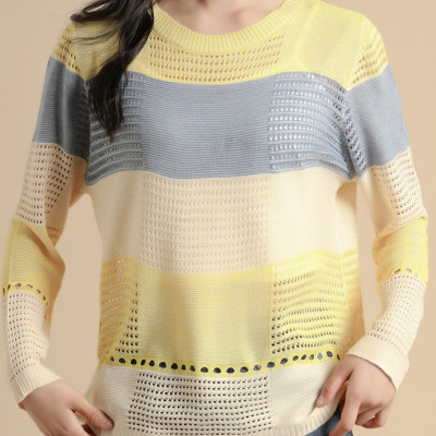 Áo len kẻ ngang cổ tròn nữ tính Haint Boutique