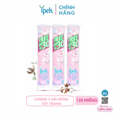 Combo 3 Bông Tẩy Trang IPEK 130 Miếng (Thổ Nhĩ Kì)