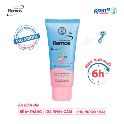 Kem chống muỗi đốt cho bé từ 6 tháng tuổi hương khuynh diệp Rohto Mentholatum Remos Baby Cream 70g