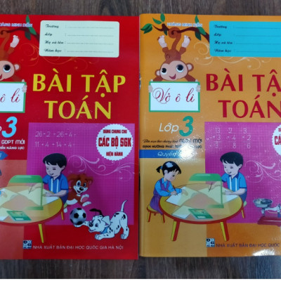 Sách - Combo Vở ô li Bài tập Toán lớp 3 Quyển 1 + 2 theo chương trình mới