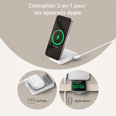 Đế sạc không dây Anker MagGo Wireless 3 in 1 Foldable B2557 - Hàng chính hãng