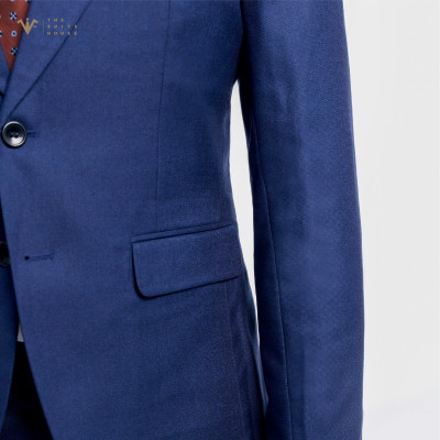 [CLASSY 2] NGUYÊN BỘ MÀU XANH NAVY TRƠN 2 KHUY 3 TÚI, CHẤT LIỆU WOOL NOBILITY