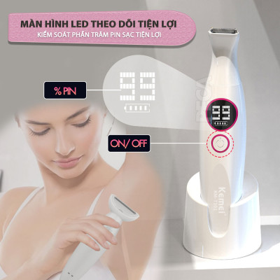 Máy tẩy lông đa năng 11in1 Kemei KM-7101 gồm đầu thay thế chuyên dụng cạo lông, sử dụng toàn thân - Chính hãng