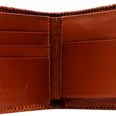 Ví Nam Da Cá Sấu Đan Viền Gai Huy Hoàng HT2224 (12.5 x 10 cm) - Vàng