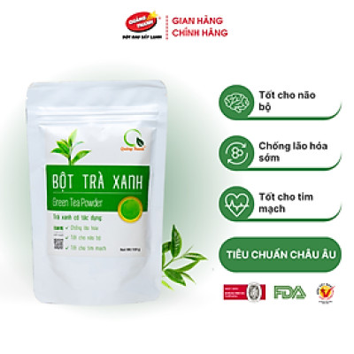 Bột Trà Xanh Sấy Lạnh Nguyên Chất Quảng Thanh Gói 100gr - Đắp mặt làm dịu da, kháng khuẩn, kháng viêm, giảm cân